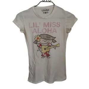 Lili Koi Lil' Miss Aloha Graphic Tee Hawaii Girl's T-Shirt White Size M